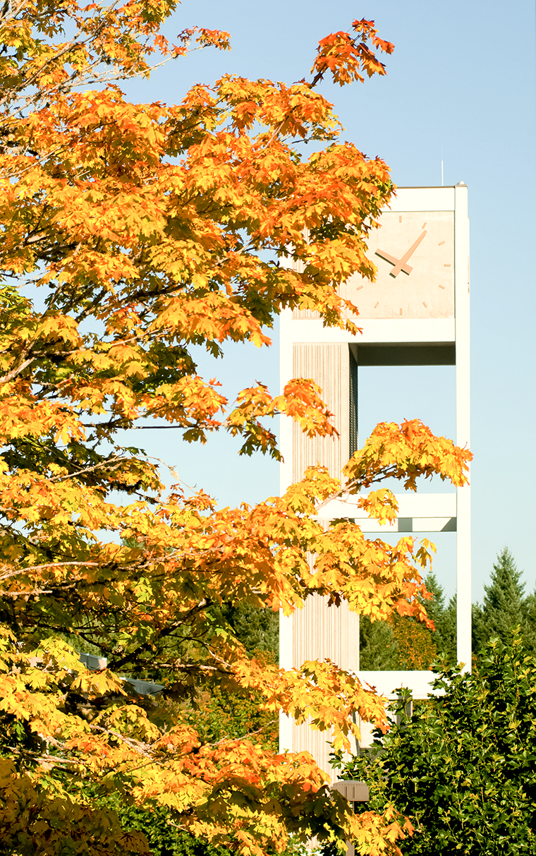 Evergreen clock tower.