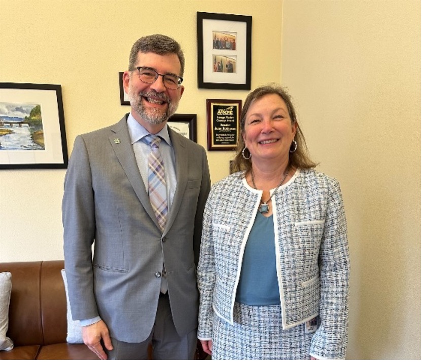 Evergreen President John Carmichael and Senate Ways and Means Chair June Robinson discussed Evergreen’s operating budget on March 24.
